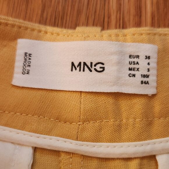 Mango MNG Butter Yellow 6" Cotton-Linen Blend Tailored Shorts, Sz 4 - Picture 4 of 9